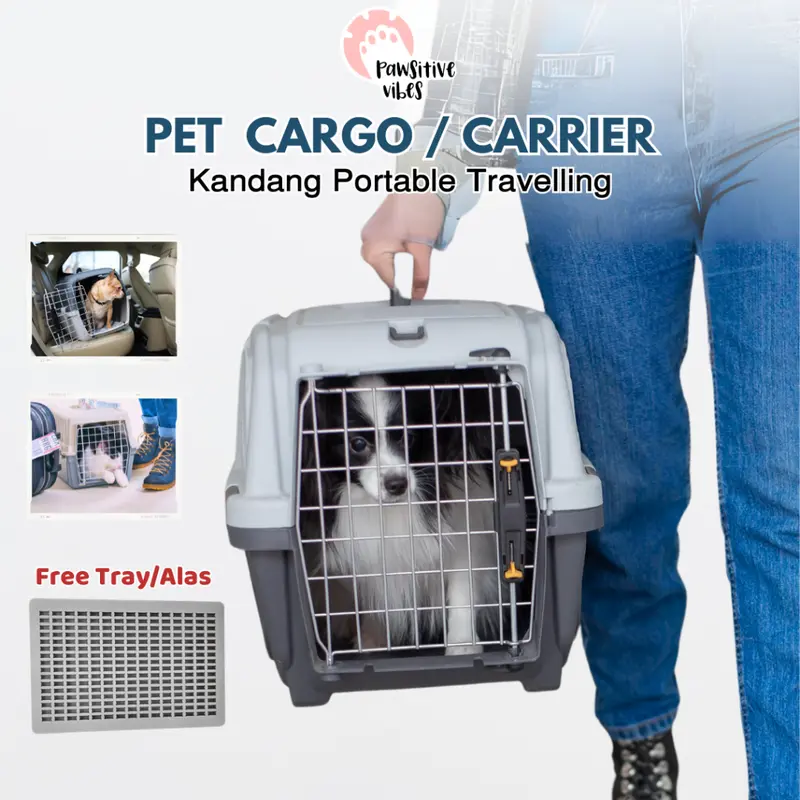 Pawsitive Vibes Kandang Kucing dan anjing ukuran kecil Pet Cargo untuk Traveling dengan Kunci Pintu Kuat 2