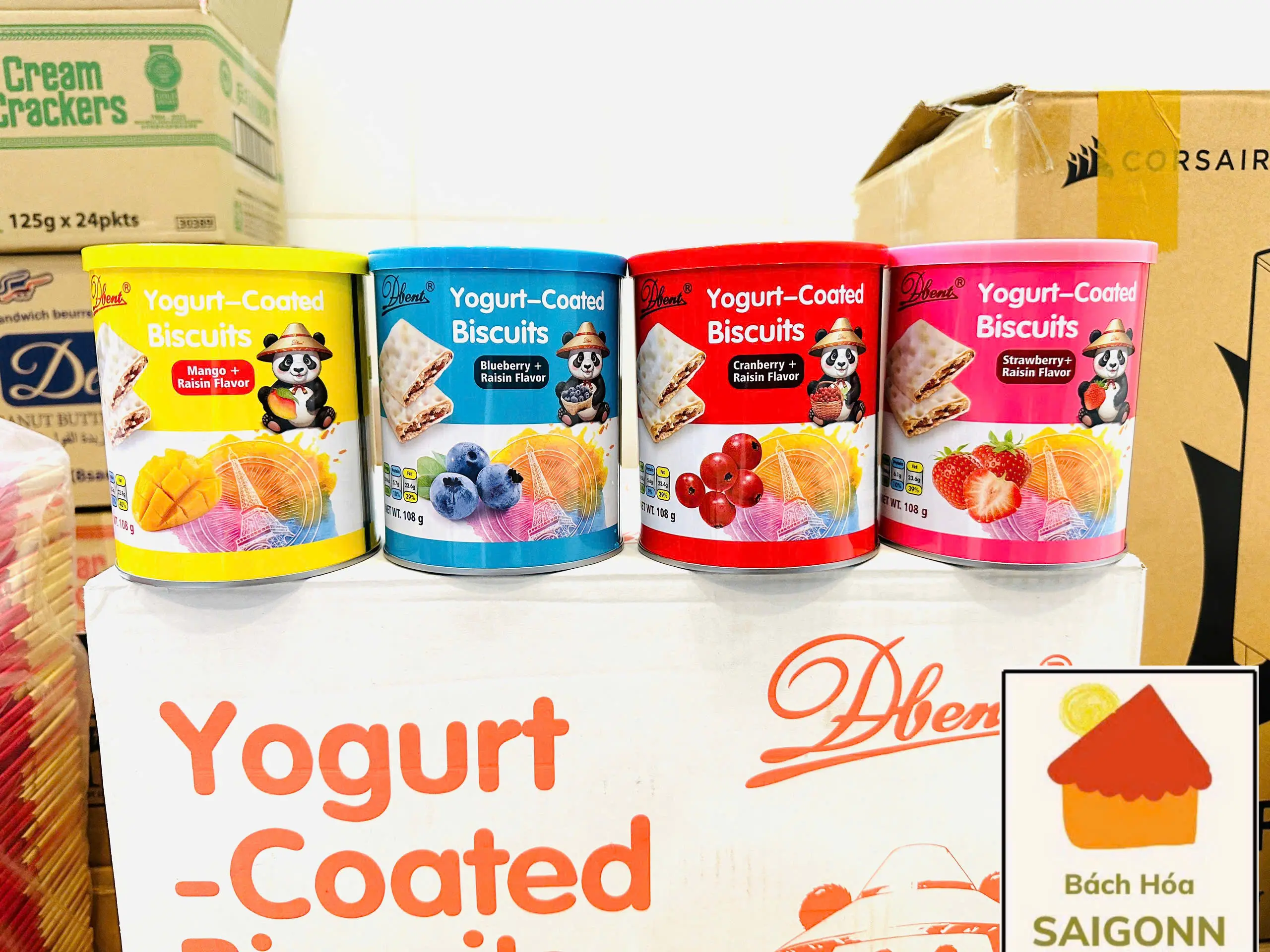 Bánh Quy Phủ Sữa Chua Vị Trái Cây mix với Nho Khô - Yogurt Coated Biscuits 108Gr