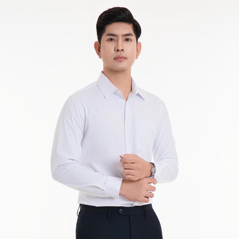 Áo sơ mi dài tay 993 form regular fit chất liệu sợi tre nhiều màu (vải trơn không họa tiết) Thái Hòa 23ASM-993 Nam Menswear Shirt Có Cổ 4