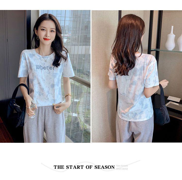 Product Introduction of M58 Embroidered Short Sleeve T-shirt Women's Loose Bottoming Shirt Large Size Top 2022 New Spring and Summer New Ins Fashion Half Sleeve 6