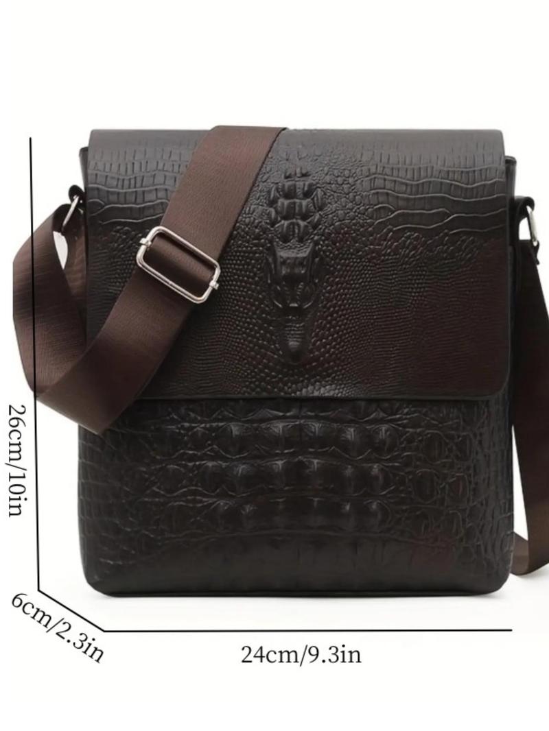 Product Introduction of Men's Casual Crocodile Embossed PU Leather Crossbody Bag 2