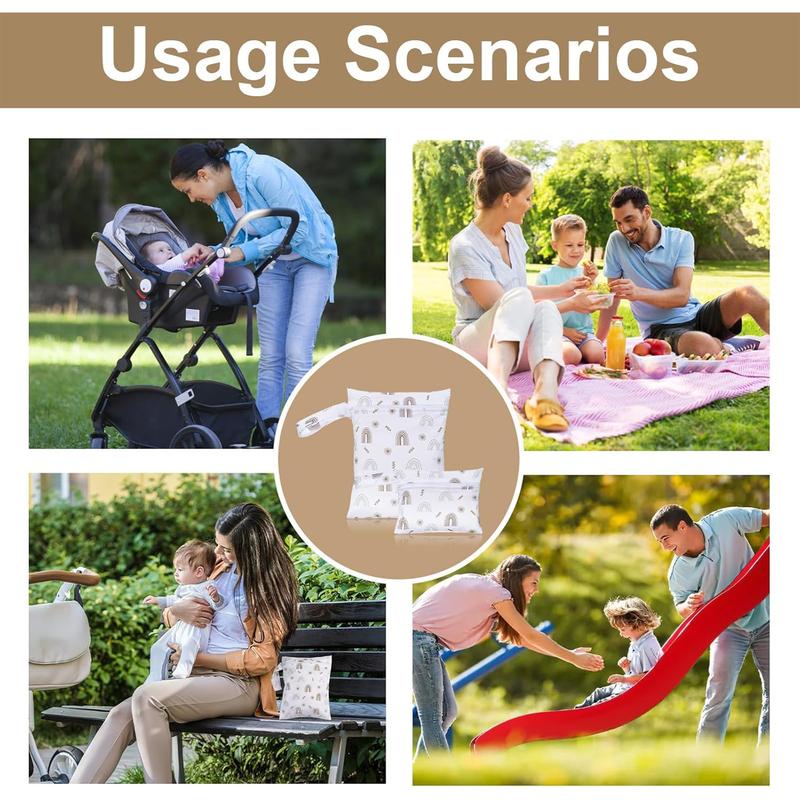 Product Introduction of 2Pcs Cloth Diaper Wet Dry Bags Waterproof Reusable with Zippered Nappy Bag  for Travel, Beach, Stroller, Diapers, 25