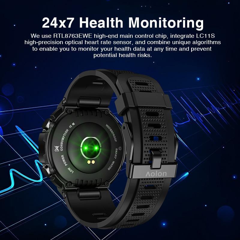 【Gift】Aolon Tetra R2 Sports Smart Watch IP67 Tahan Air Panggilan Bluetooth Baterai Tahan Lama Perekam Olahraga Asisten Kebugaran Cocok untuk Android/IOS Unisex Fashion Smart Watch Olahraga Luar Ruangan 6