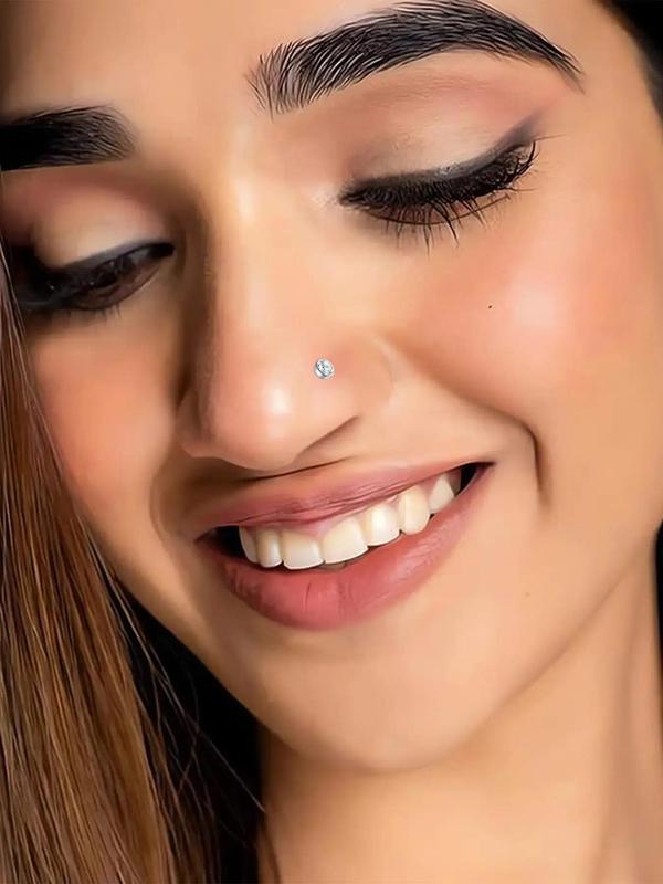 Elegant Rhinestone Decorated Nose Studs, 18pcs Stainless Steel Nose Rings, Nose Piercing Jewelry for Women and Men, Body Jewelry for Summer Party 2
