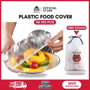 [HJS] Sarung Plastik Pelindung Makanan isi 100 Pcs / Penutup Makanan / Food Cover / Plastik Wrap / cling wrap / Plastik Serbaguna Penutup Buah Makanan Set Waterproof