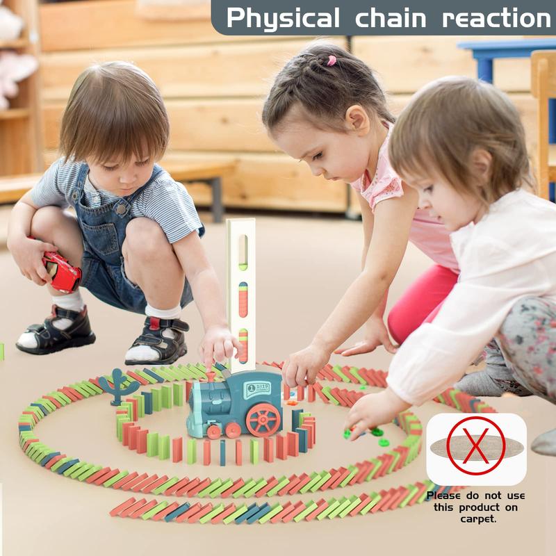 Electric Domino Train Toy (1 Set), Fun Automatic Domino Train Toys with Light and Music (Need No.5 Battery), Creative Game Toy for Birthday Gift (Accessories Random Color), Valentine's Day Gift 5