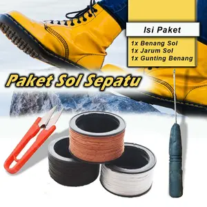 Komplit Alat Jahit Sol Sepatu, Benang Sol, Jarum Sol, Gunting Benang - Benang Nilon Nylon Tali Sol Nilon Jarum Sol Sepatu