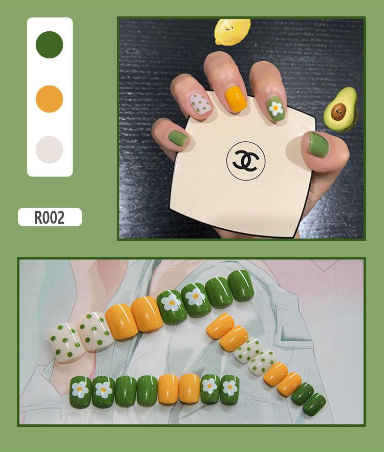 Product Introduction of Fake Nails Finished Stickers Cute Nail Stickers Wearable Nail Stickers Removable Fake Nail Pieces 24 Pieces 10