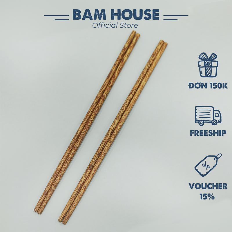  Đũa gỗ dài chiên thức ăn Bam House chất liệu gỗ dừa chống bỏng cao cấp DGD01 - 1 đôi 