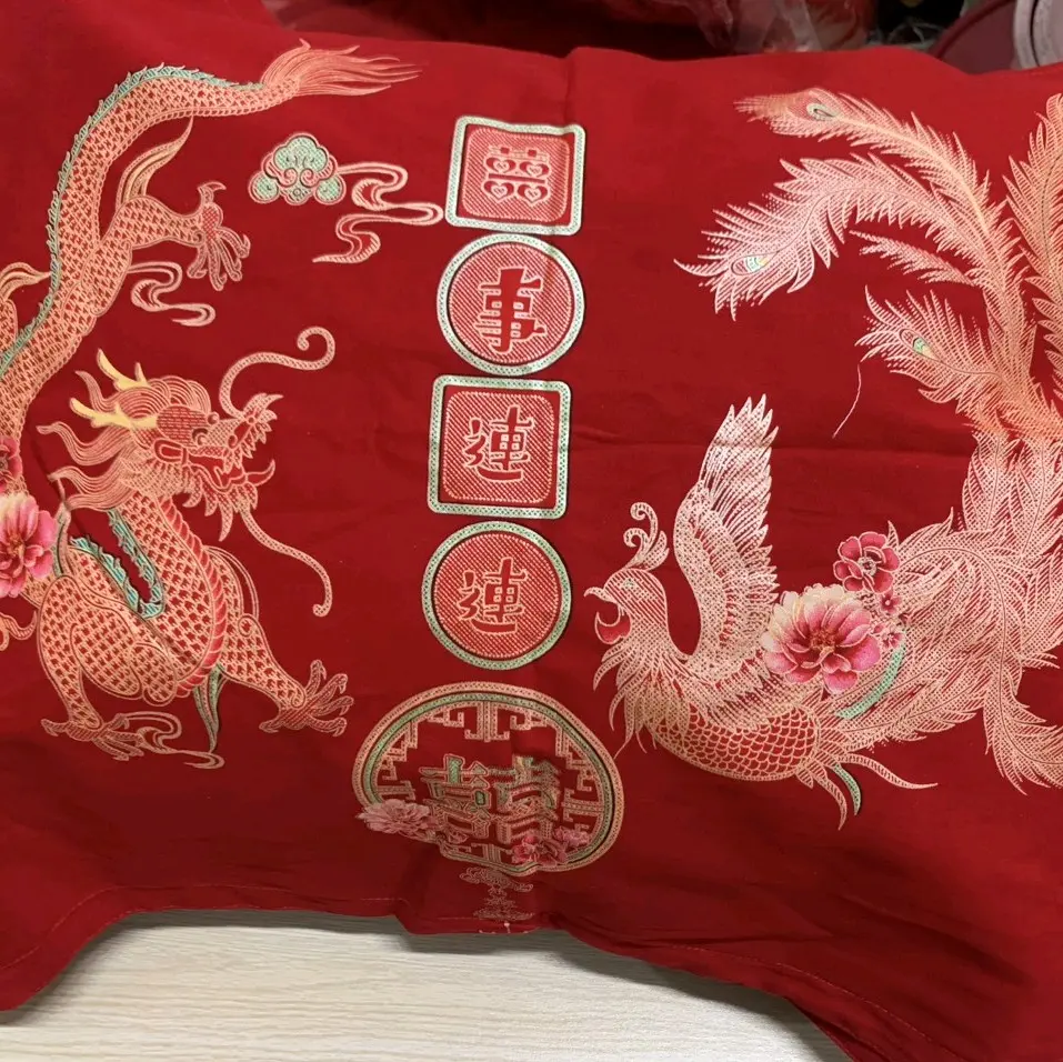vỏ gối cưới long phụng hoà hợp