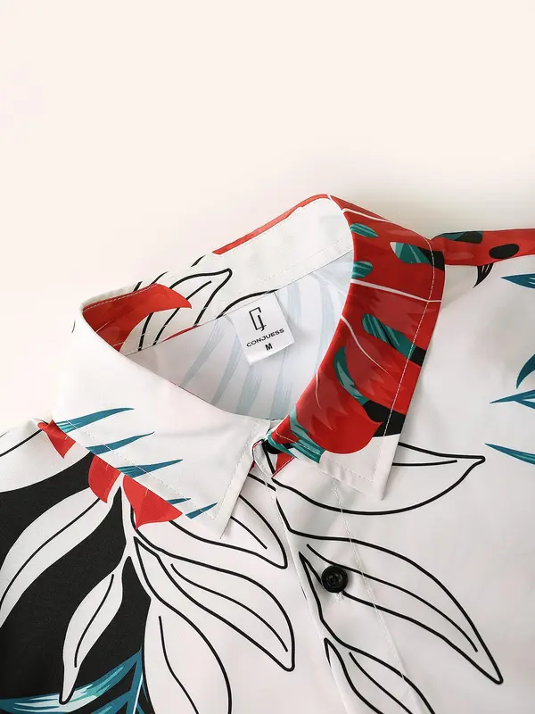 Two-Piece Set Men's All Over Print Short Sleeve Shirt & Shorts Set, Regular Fit Casual Button Front Collared Top & Shorts, Summer Clothes Set for Men 3