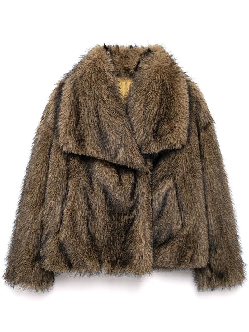 Product Introduction of Women's Solid Color Faux Fur Luxury Jacket, Priscilla Fur Coat, Casual Warmth Long Sleeve Collared Fuzzy Coat for Fall & Winter, Women's Clothing for Daily Wear Outerwear Womenswear Tops 11