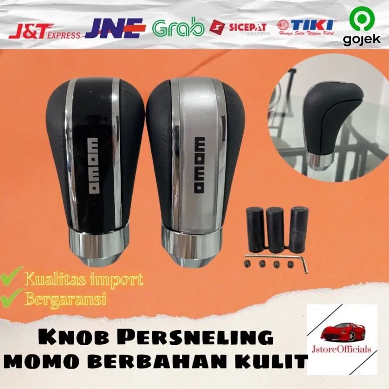 Knob Persneling / Gear shift Momo Alumunium Berlapis Kulit Universal Model Klasik