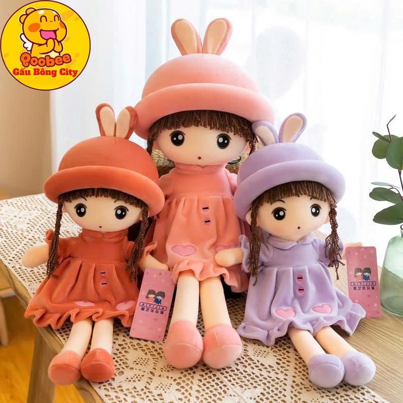Gấu Bông Búp Bê Váy Nhung Tim - Búp Bê Nhồi Bông Cao Cấp Gấu Bông City