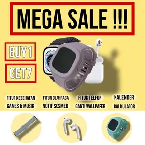 PAKET LENGKAP!! JAM SMART FASHION SERIES 8 {HEADSET+ 2STRAP + JAM LED} JAM PRIA WANITA Pelacakan Denyut Jantung Android