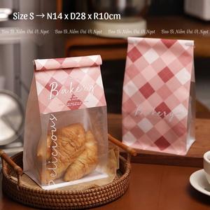 50 Túi Giấy kẽm cuộn đựng Bánh mì, Túi gấp Mí đựng Sandwich ~ BAKERY CARO (S)