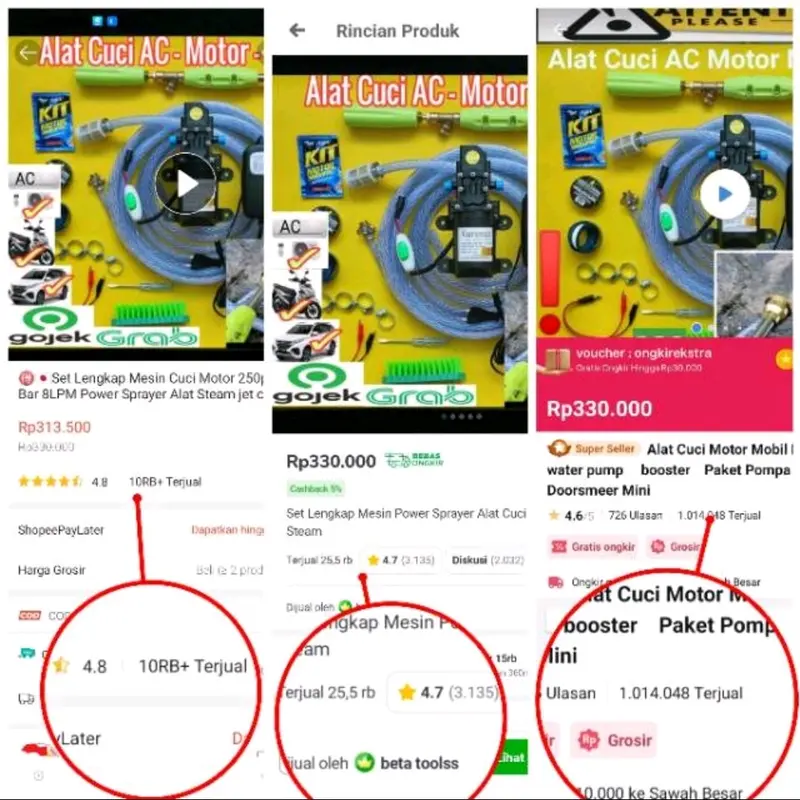 Bisa Mode Kasar & Kabut Mesin Terbaru 340psi 100W 23.4 bar 8lpm Alat Cuci Motor ADAPTOR FREE 8