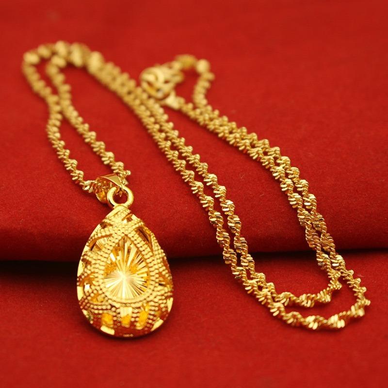 Necklace Women's brass gold-plated pendant Necklace Water ripple collarbone chain Long-term non-fading jewelry for girlfriend 1