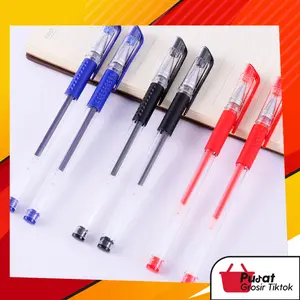 BISA COD S186 Pena Gel 0.5 mm / Alat Tulis / Perlengkapan Sekolah / Pulpen Murah Biru Hitam Merah Stationery