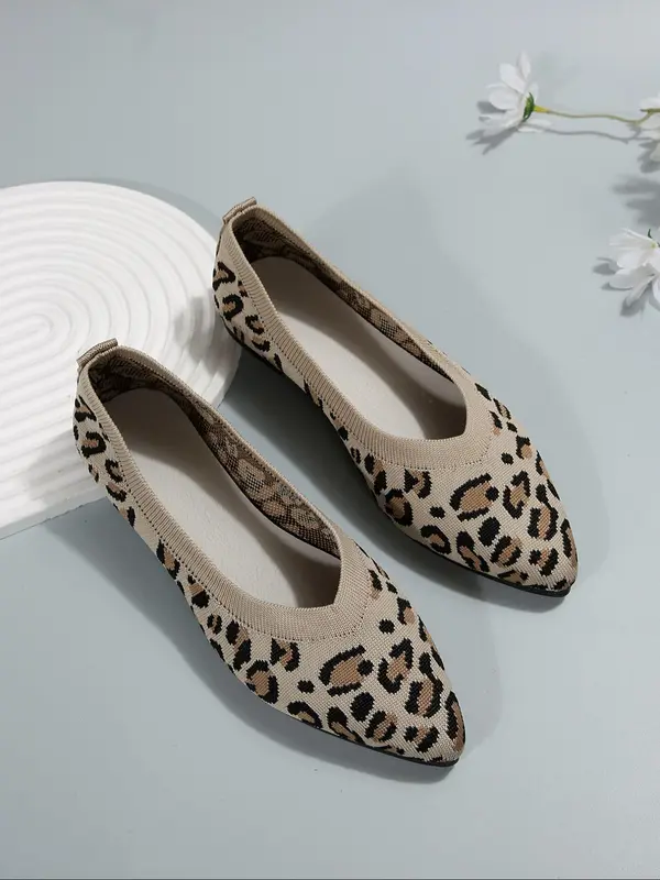 Women's Fashionable Leopard Print Slip-on Flats, Pointed Toe Flat Shoes, Casual Lightweight Breathable Comfortable Shoes for Daily Wear 4