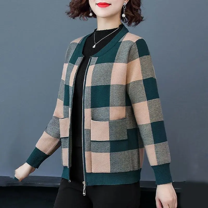 Áo Khoác Mùa Thu, Không Lông Cừu, Dành Cho Mẹ TRUNG NIÊN, Dáng Rộng Vừa Vặn, Phong Cách Áo Cardigan, Dành Cho Phụ Nữ TRUNG NIÊN, Áo Khoác Bóng Chày, Hàng Mới Về 2024