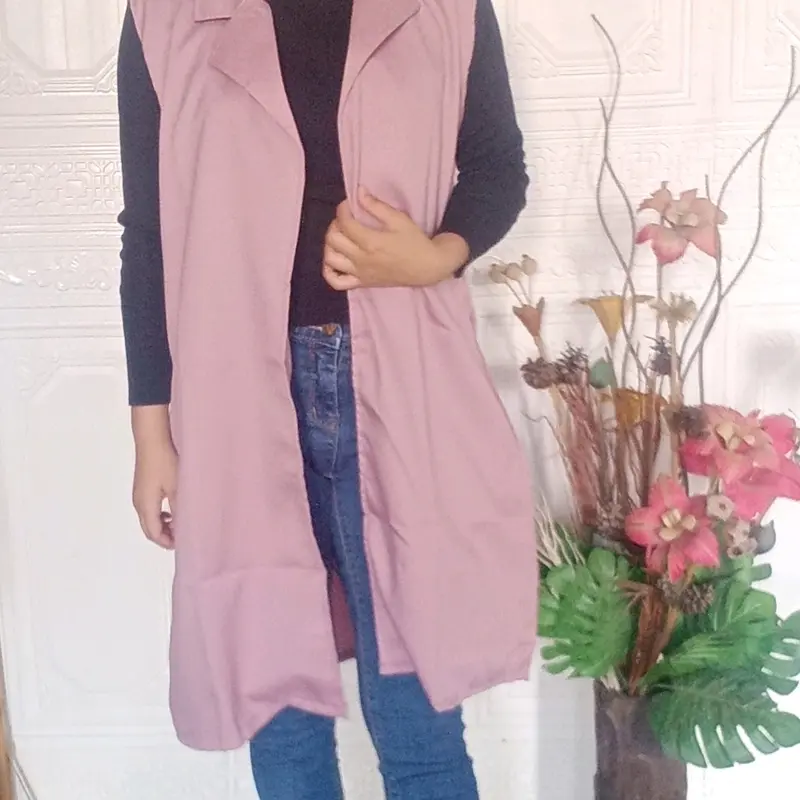 Blazer Linen Rompi Wanita Polos Tanpa Lengan Model Terbaru Jepang Korea - Outer Semi Blazer Remaja Dewasa Wanita Kekinian - Hitam - Baju, Putih 5