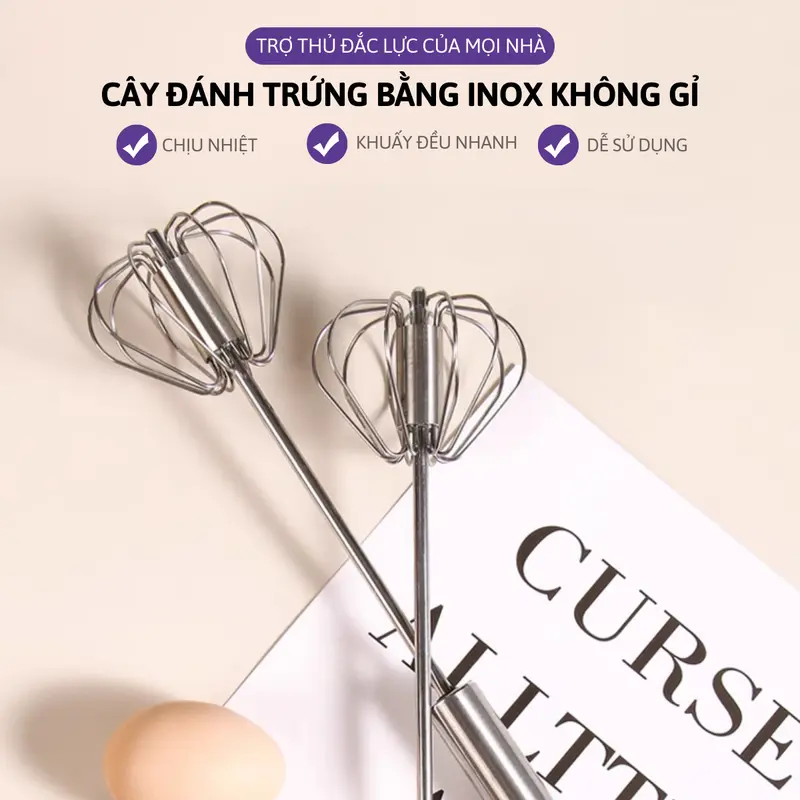 Cây Đánh Trứng Que Đánh Trứng Chất Liệu Inox 304 Không Gỉ Cán Dài 26cm An Toàn Dễ Chùi Rửa Tiện Lợi RIN 3