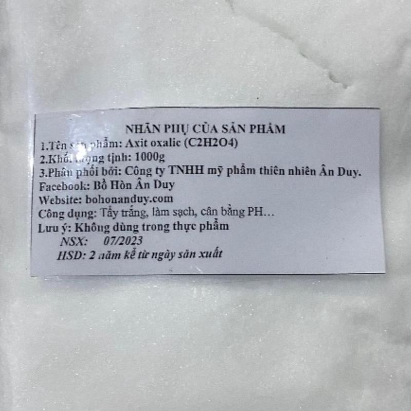 Bột oxalic tẩy vết dầu, rỉ sét, ố vàng trên vải dùng trong giặt ủi 1kg Làm Sạch