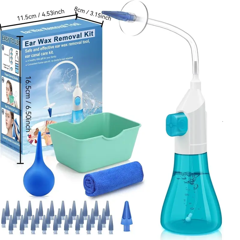 Portable Ear Cleaning Kit, 1 Box Ear Wax Removal Tool, Manual Ear Washing System, Ear Cleaning Tool for Adults & Children 1
