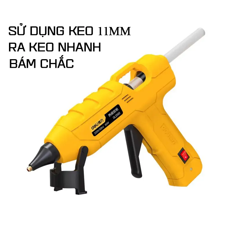 Máy bắn keo nến Silicone Deli 60W Deli Chính Hãng Nhỏ Gọn, An Toàn Dễ Sử Dụng Nóng Nhanh Ra Keo Đều - DL2560 4