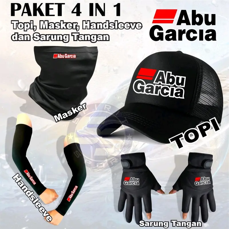 Paket 4 in 1 Accessories Mancing isi Topi Hansleeve Sarung Tangan dan Masker Buff Multifungsi Anti UV Abugrcia 3