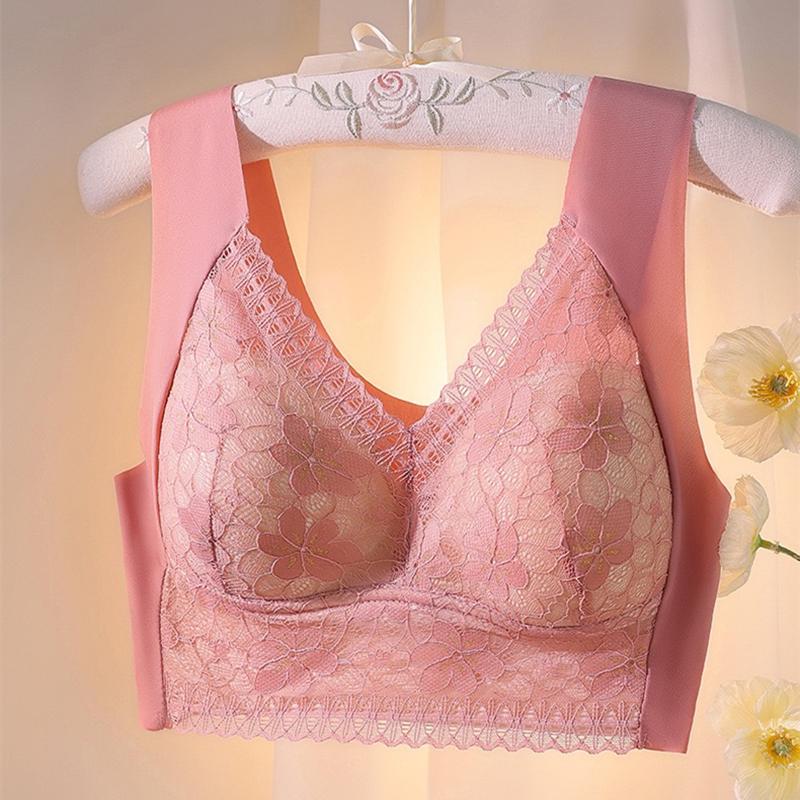 Large Size Lace Beautiful Back Push-up Bra, Adjustable Big Breasts, Small Beauty Vest, Support Side Breasts Women's Underwear 1