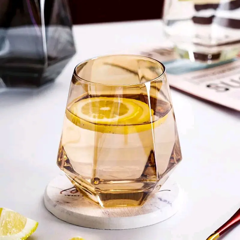 Gelas Minuman Kaca Estetik Diamond Crystal Glass Cup 310ml GLASSWARE - GW107 Gelas Es Limun Teh Kopi Cafe 1