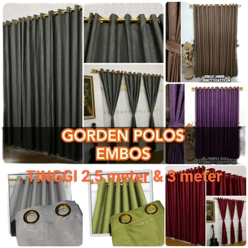 Gorden Smokering Embos Polos Tinggi 3meter & 2,5meter