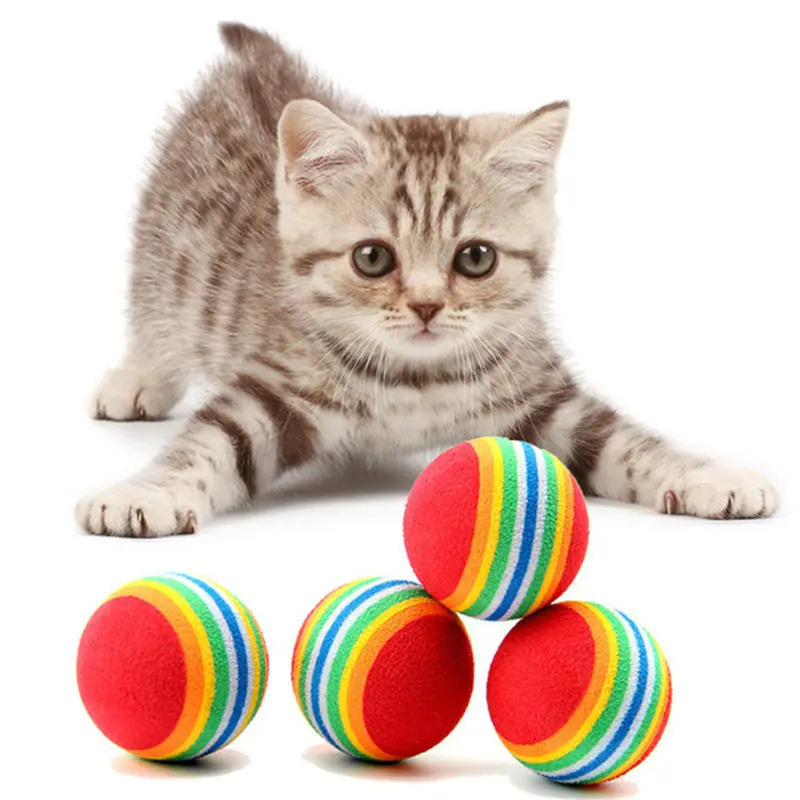 Pet Supplies Eva Rainbow Foam Ball Toy Self-Hi Micro-Elastic Mute Bite-Resistant Wear-Resistant Cat Toy