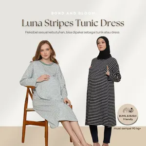 Bond and Bloom Luna Pregnant & Nursing Tunic Dress , Baju Hamil & Menyusui, Katun Premium Adem