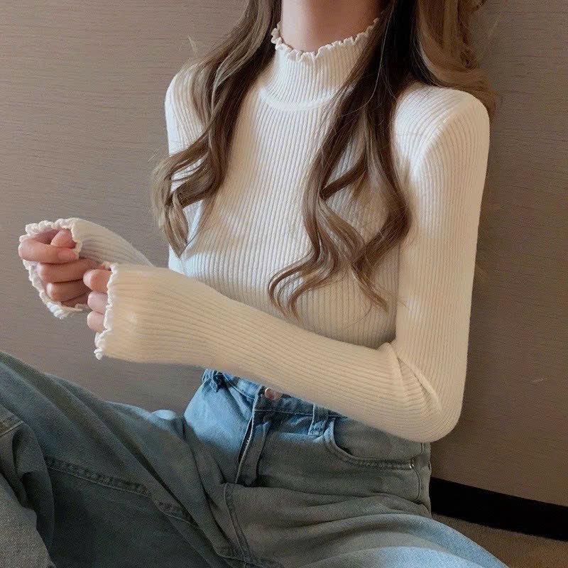 Áo Len Giữ Nhiệt Nữ Thiết Kế Cổ Viền Phong Cách A110 Top Women