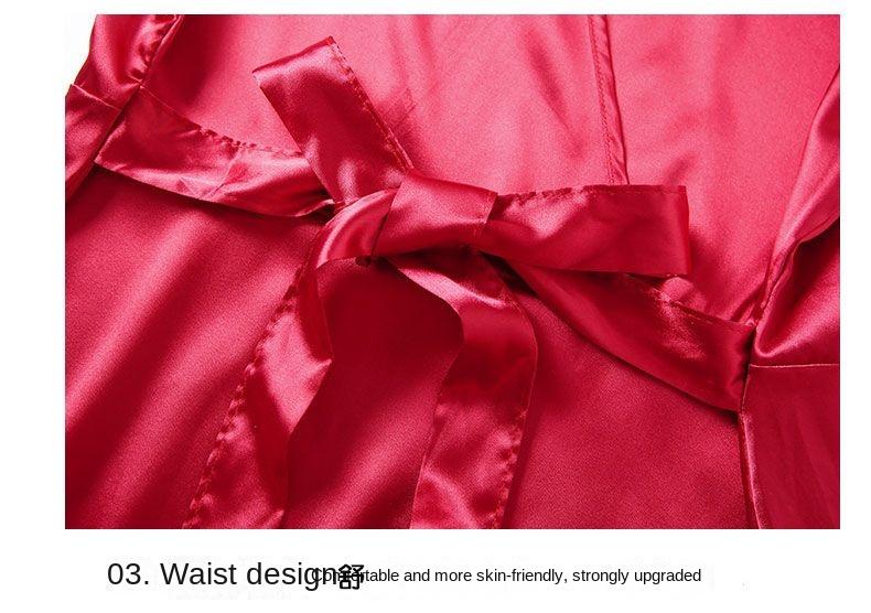 Product Introduction of Pajama women's summer short sleeved two-piece set, ice silk sweet Japanese style can be worn outside, spring and autumn home clothes, summer imitation silk Nightwear Womenswear Lingerie Loungewear Homewear Pjs Basic Minimalist 5