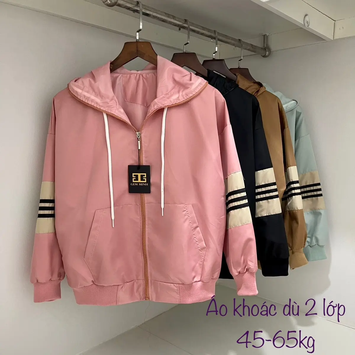Áo khoác dù 2 lớp có túi trong form 40-65kg Jacket Women Top Nữ