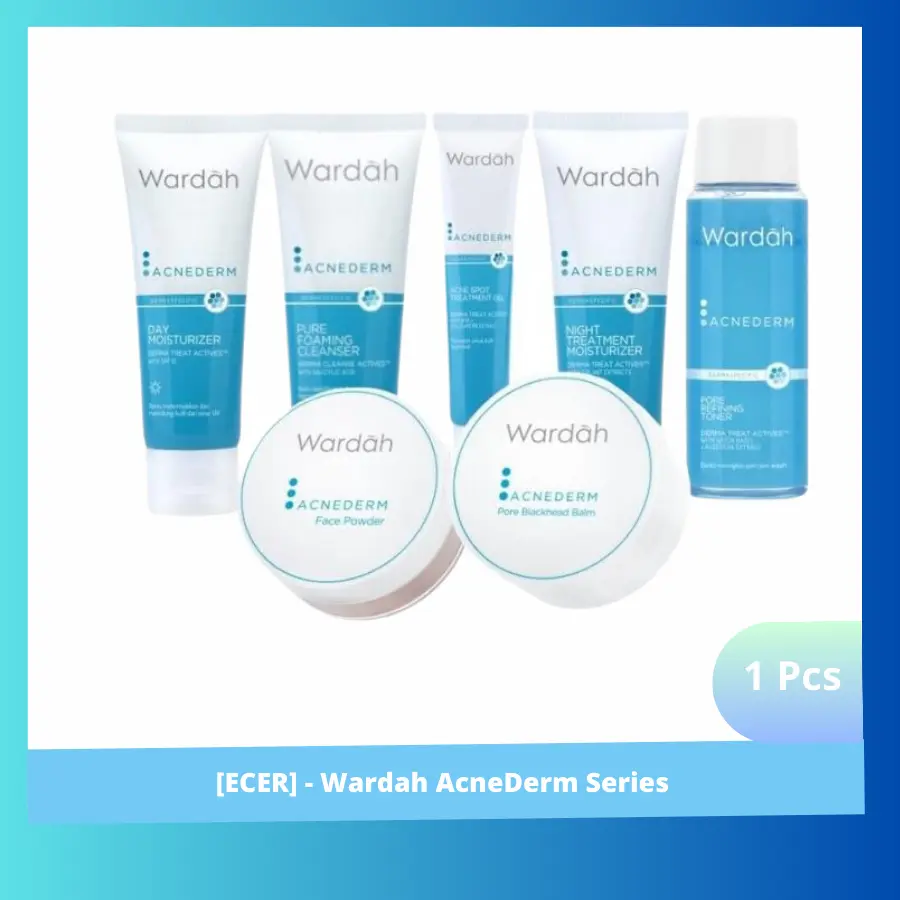 [ECER] -  Wardah AcneDerm Series | Cleanser Toner Day Night Pore Blackhead Spot Gel Face Powder By Wardah Skin Care