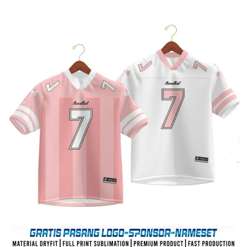 Free custom name and number plus size American shoulder patch short sleeved T-shirt for men and women summer silver top half sleeve pink couple V-neck sportswear Suits