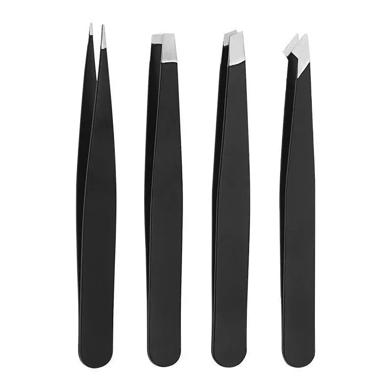 Eyebrow Tweezers Set, 4 Counts Professional Stainless Steel Precise Eyebrow Tweezers, Facial Hair Removal Tool Set, Makeup Tools for Women, Cosmetic 7