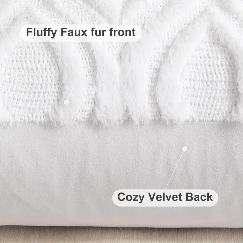 Geometric Pattern Throw Pillow Cover, 2 Counts Soft Plush Faux Wool Couch Pillow Cover without Filler, Decorative Pillowcase for Home Living Room Bedroom 3