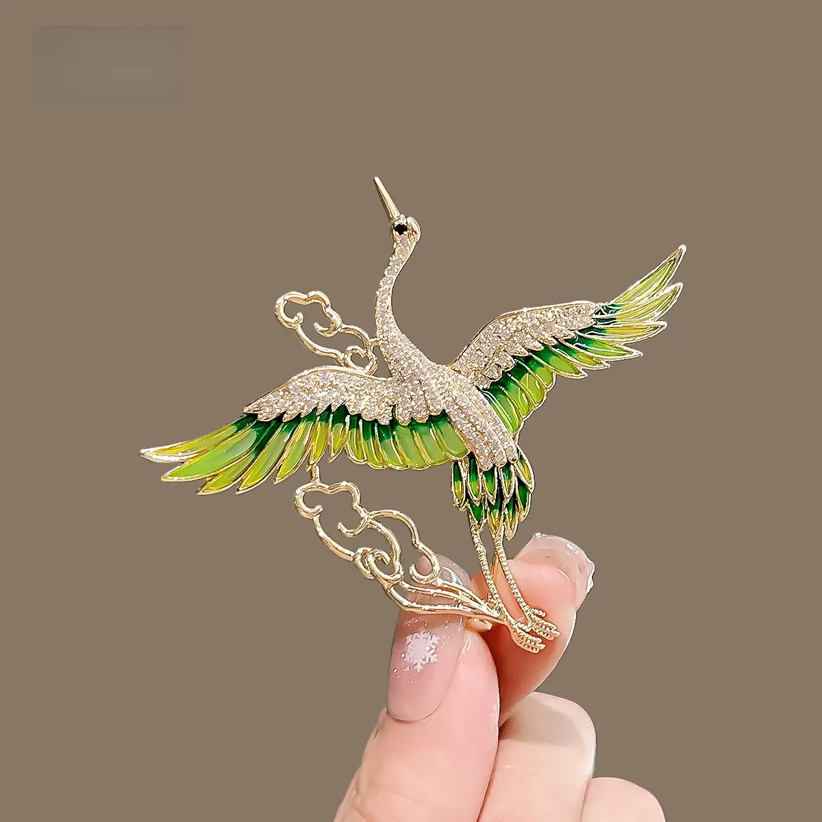 Trâm Cài Áo Hình Cần Cẩu Sang Trọng, Phong Cách Quốc Gia, Thiết Kế Tốt Lành Hoa Cài Áo Tráng Men Thanh Lịch, Ghim Thiết Kế Độc Đáo Thích Hợp Cho Quần Áo Trung Quốc Và Sườn Xám, Phụ Kiện Nữ Caro Kaki