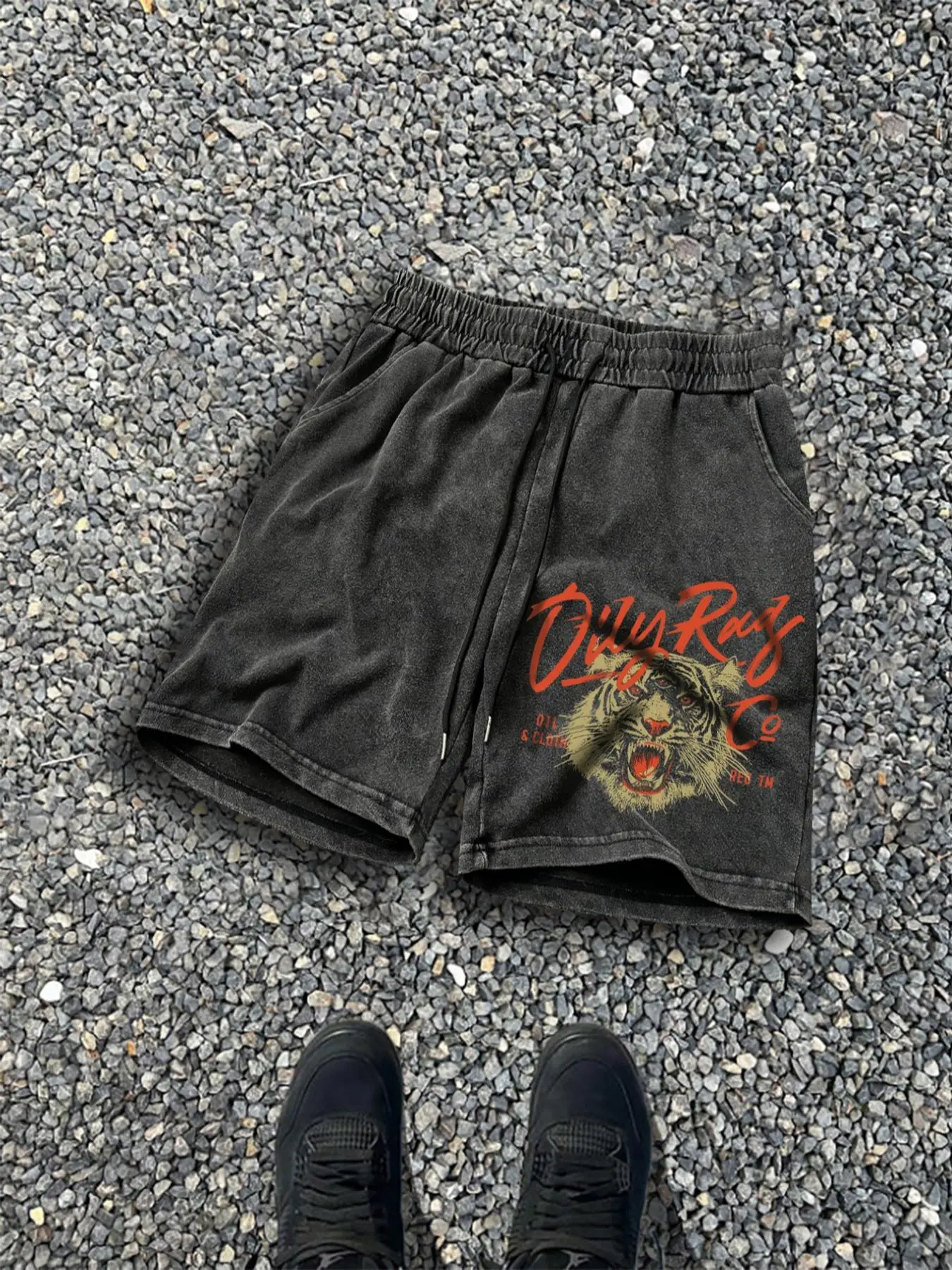 Men's Lion Print Denim-Effect Print Shorts, Loose Casual Comfy Breathable Shorts for Summer, Men's Bottoms for Daily Wear, Cotton
