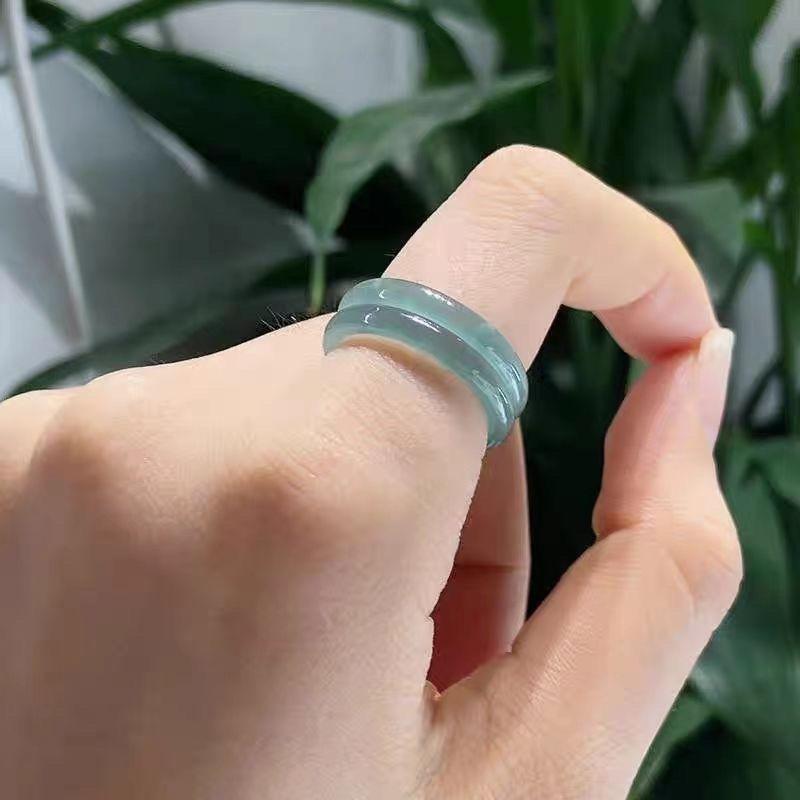Product Introduction of Nhẫn Hoa Nổi, Chất Liệu Đá Cẩm Thạch Giả, Màu Xanh Băng Cao, Thiết Kế Đơn Giản, Vòng Tay, Vành Rộng, Vành Giống Như Băng, Ý Tưởng Nghệ Thuật Phong Cảnh Chuôi Nhẫn Cao Cấp 7