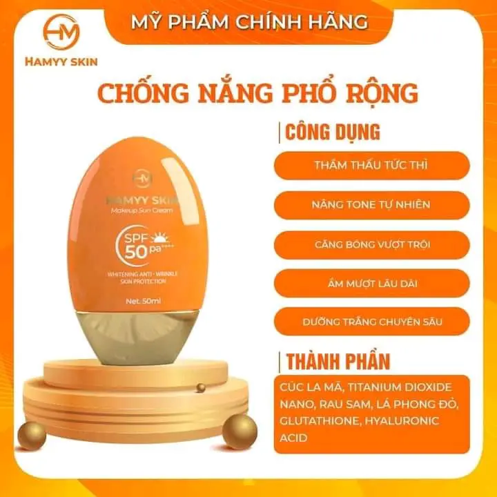 kem chống nắng phổ rộng hamyy skin SPF 50+ kem chống nắng  Sunscreen Women Skincare Nữ Sunscreen chong nang