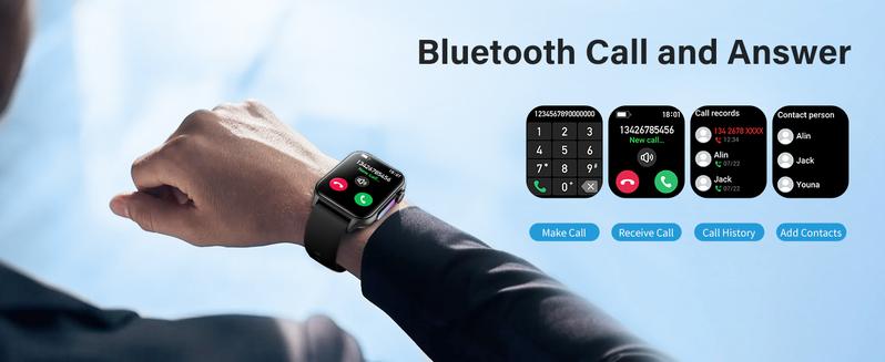 Product Introduction of Smart Watch for Men Android Phones, Fitness Tracker Smartwatch Answer/Make Call,Waterproof Smart Digital Watches for Women Compatible Samsung IOS iPhone Heart Rate Blood Oxygen Readings (Black) 4