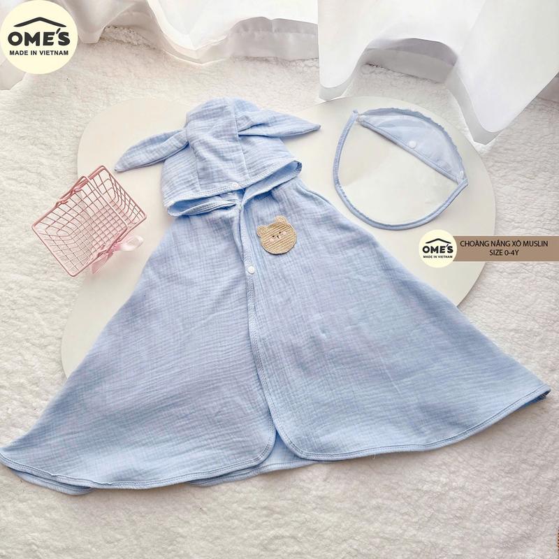 Áo choàng chống nắng Ome's kèm kính chắn gió, bụi  vải xô Muslin cho bé mùa hè 2