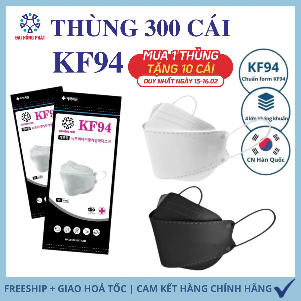 Thùng 600 chiếc  Khẩu Trang KF94 ĐẠI HỒNG PHÁT hàng chính hãng kháng khuẩn, chống bụi, chống tia UV